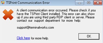 TSPrint Communication error image