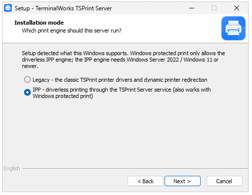 TSPrint checks what the hosts supports and offers the options accordingly