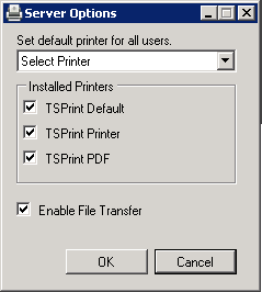 Server Options TSPrint